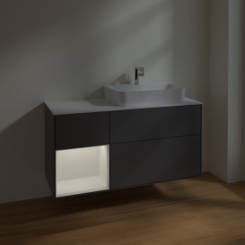 Тумба под раковину Villeroy & Boch Finion 120х50,1 см с подсветкой МДФ антрацит матовый лак/стекло белое матовое F391GFGK