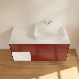 Тумба под раковину Villeroy & Boch Finion 120х50,1 см с подсветкой МДФ пион матовый лак/стекло белое матовое F391GFHB