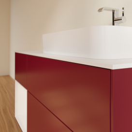 Тумба под раковину Villeroy & Boch Finion 120х50,1 см с подсветкой МДФ пион матовый лак/стекло белое матовое F391GFHB