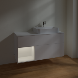 Тумба под раковину Villeroy & Boch Finion 120х50,1 см с подсветкой МДФ белый матовый лак/стекло белое матовое F391GFMT