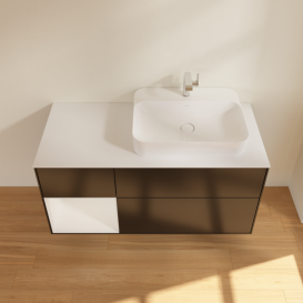 Тумба под раковину Villeroy & Boch Finion 120х50,1 см с подсветкой МДФ черный матовый лак/стекло белое матовое F391GFPD