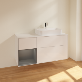 Тумба под раковину Villeroy & Boch Finion 120х50,1 см с подсветкой МДФ глянцевый белый лак/стекло белое матовое F391GKGF