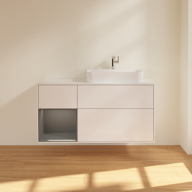 Тумба под раковину Villeroy & Boch Finion 120х50,1 см с подсветкой МДФ глянцевый белый лак/стекло белое матовое F391GKGF