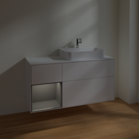 Тумба под раковину Villeroy & Boch Finion 120х50,1 см с подсветкой МДФ глянцевый белый лак/стекло белое матовое F391GKGF