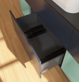 Тумба под раковину Villeroy & Boch Finion 160х50,1 см с подсветкой МДФ темно-синий матовый лак/стекло черное матовое G742GMHG