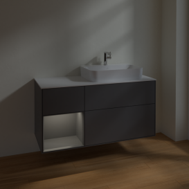 Тумба под раковину Villeroy & Boch Finion 120х50,1 см с подсветкой МДФ антрацит матовый лак/стекло белое матовое F391GKGK