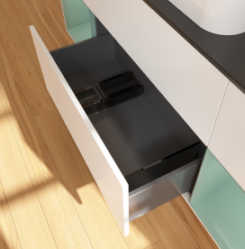 Тумба под раковину Villeroy & Boch Finion 160х50,1 см с подсветкой МДФ белый матовый лак/стекло черное матовое G742GMMT