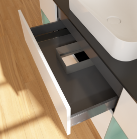 Тумба под раковину Villeroy & Boch Finion 160х50,1 см с подсветкой МДФ белый матовый лак/стекло черное матовое G742GMMT