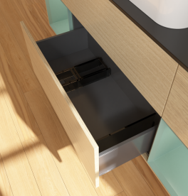 Тумба под раковину Villeroy & Boch Finion 160х50,1 см с подсветкой МДФ шпон дуба/стекло черное матовое G742GMPC