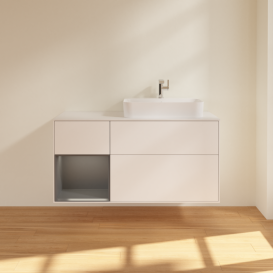 Тумба під раковину Villeroy & Boch Finion 120х50,1 см із підсвічуванням МДФ білий матовий лак/скло біле матове F391GKMT