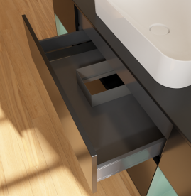 Тумба под раковину Villeroy & Boch Finion 160х50,1 см с подсветкой МДФ черный матовый лак/стекло черное матовое G742GMPD