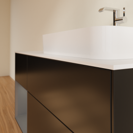 Тумба под раковину Villeroy & Boch Finion 120х50,1 см с подсветкой МДФ черный матовый лак/стекло белое матовое F391GKPD