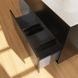 Тумба под раковину Villeroy & Boch Finion 120х50,1 см с подсветкой МДФ черный матовый лак/стекло белое матовое F391GKPD