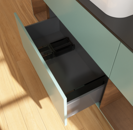 Тумба под раковину Villeroy & Boch Finion 160х50,1 см с подсветкой МДФ оливковый матовый лак/стекло черное матовое G742GNGM