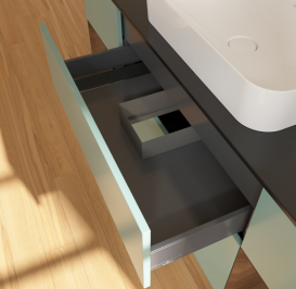 Тумба под раковину Villeroy & Boch Finion 160х50,1 см с подсветкой МДФ оливковый матовый лак/стекло черное матовое G742GNGM