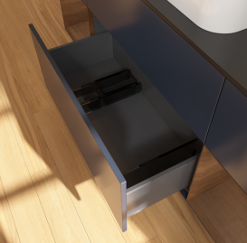 Тумба под раковину Villeroy & Boch Finion 160х50,1 см с подсветкой МДФ темно-синий матовый лак/стекло черное матовое G742GNHG