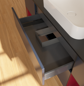 Тумба під раковину Villeroy & Boch Finion 160х50,1 см із підсвічуванням МДФ темно-синій матовий лак/скло чорне матове G742HBHG