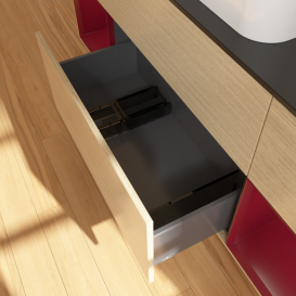 Тумба под раковину Villeroy & Boch Finion 160х50,1 см с подсветкой МДФ шпон дуба/стекло черное матовое G742HBPC