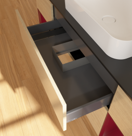 Тумба под раковину Villeroy & Boch Finion 160х50,1 см с подсветкой МДФ шпон дуба/стекло черное матовое G742HBPC