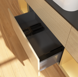 Тумба под раковину Villeroy & Boch Finion 160х50,1 см с подсветкой МДФ шпон дуба/стекло черное матовое G742HFPC