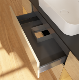 Тумба под раковину Villeroy & Boch Finion 160х50,1 см с подсветкой МДФ шпон дуба/стекло черное матовое G742HFPC