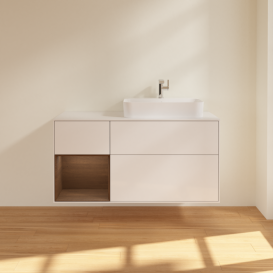 Тумба под раковину Villeroy & Boch Finion 120х50,1 см с подсветкой МДФ глянцевый белый лак/стекло белое матовое F391GNGF