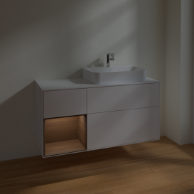 Тумба под раковину Villeroy & Boch Finion 120х50,1 см с подсветкой МДФ глянцевый белый лак/стекло белое матовое F391GNGF