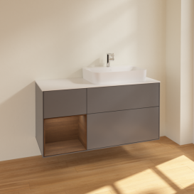 Тумба под раковину Villeroy & Boch Finion 120х50,1 см с подсветкой МДФ антрацит матовый лак/стекло белое матовое F391GNGK