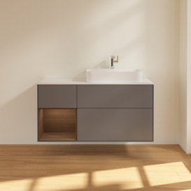 Тумба под раковину Villeroy & Boch Finion 120х50,1 см с подсветкой МДФ антрацит матовый лак/стекло белое матовое F391GNGK