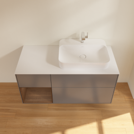 Тумба под раковину Villeroy & Boch Finion 120х50,1 см с подсветкой МДФ антрацит матовый лак/стекло белое матовое F391GNGK