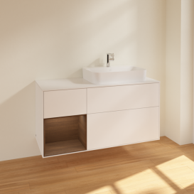 Тумба под раковину Villeroy & Boch Finion 120х50,1 см с подсветкой МДФ белый матовый лак/стекло белое матовое F391GNMT