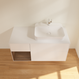 Тумба под раковину Villeroy & Boch Finion 120х50,1 см с подсветкой МДФ белый матовый лак/стекло белое матовое F391GNMT