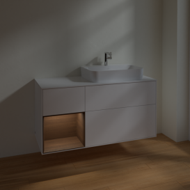 Тумба под раковину Villeroy & Boch Finion 120х50,1 см с подсветкой МДФ белый матовый лак/стекло белое матовое F391GNMT