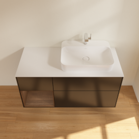 Тумба под раковину Villeroy & Boch Finion 120х50,1 см с подсветкой МДФ черный матовый лак/стекло белое матовое F391GNPD