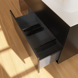 Тумба под раковину Villeroy & Boch Finion 120х50,1 см с подсветкой МДФ черный матовый лак/стекло белое матовое F391GNPD