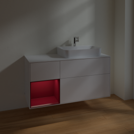 Тумба под раковину Villeroy & Boch Finion 120х50,1 см с подсветкой МДФ глянцевый белый лак/стекло белое матовое F391HBGF