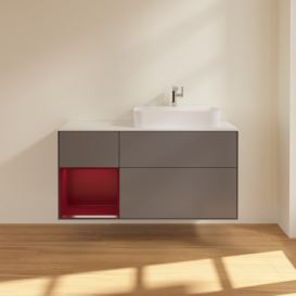 Тумба под раковину Villeroy & Boch Finion 120х50,1 см с подсветкой МДФ антрацит матовый лак/стекло белое матовое F391HBGK