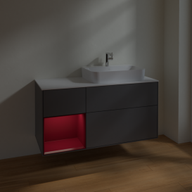 Тумба под раковину Villeroy & Boch Finion 120х50,1 см с подсветкой МДФ антрацит матовый лак/стекло белое матовое F391HBGK