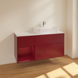 Тумба под раковину Villeroy & Boch Finion 120х50,1 см с подсветкой МДФ пион матовый лак/стекло белое матовое F391HBHB