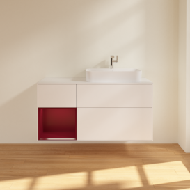 Тумба под раковину Villeroy & Boch Finion 120х50,1 см с подсветкой МДФ белый матовый лак/стекло белое матовое F391HBMT