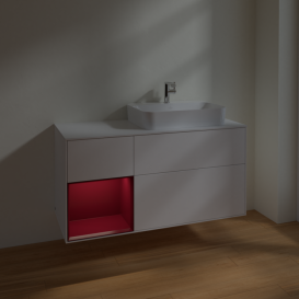 Тумба под раковину Villeroy & Boch Finion 120х50,1 см с подсветкой МДФ белый матовый лак/стекло белое матовое F391HBMT