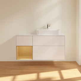 Тумба под раковину Villeroy & Boch Finion 120х50,1 см с подсветкой МДФ глянцевый белый лак/стекло белое матовое F391HFGF