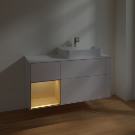 Тумба под раковину Villeroy & Boch Finion 120х50,1 см с подсветкой МДФ глянцевый белый лак/стекло белое матовое F391HFGF