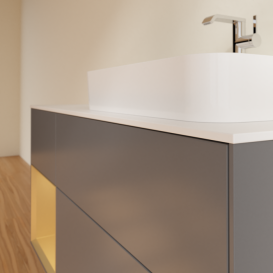 Тумба под раковину Villeroy & Boch Finion 120х50,1 см с подсветкой МДФ антрацит матовый лак/стекло белое матовое F391HFGK