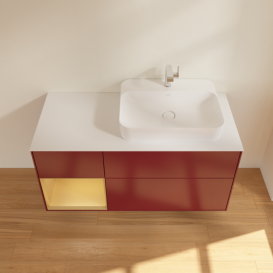 Тумба под раковину Villeroy & Boch Finion 120х50,1 см с подсветкой МДФ пион матовый лак/стекло белое матовое F391HFHB