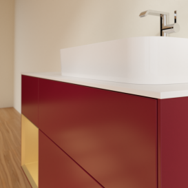 Тумба под раковину Villeroy & Boch Finion 120х50,1 см с подсветкой МДФ пион матовый лак/стекло белое матовое F391HFHB