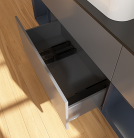 Тумба під раковину Villeroy & Boch Finion 160х50,1 см із підсвічуванням МДФ антрацит матовий лак/скло чорне матове G742HGGK