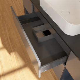 Тумба под раковину Villeroy & Boch Finion 160х50,1 см с подсветкой МДФ антрацит матовый лак/стекло черное матовое G742HGGK