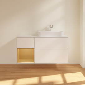 Тумба под раковину Villeroy & Boch Finion 120х50,1 см с подсветкой МДФ белый матовый лак/стекло белое матовое F391HFMT