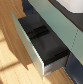 Тумба под раковину Villeroy & Boch Finion 160х50,1 см с подсветкой МДФ оливковый матовый лак/стекло черное матовое G742HGGM